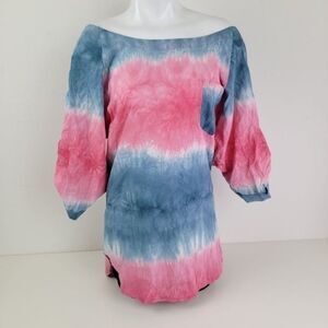 Love Spray pink blue tie dye shirt dress size medium